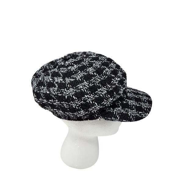 Glen Plaid Tartan Outdoor Hat Cap Cabbie Newsboy Lightweight Black White Onesize - Picture 2 of 8